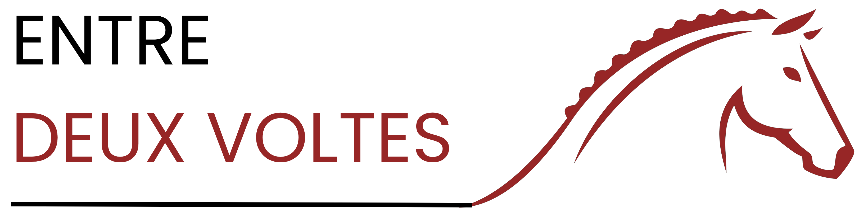 Logo Entre Deux Voltes avec cheval et texte